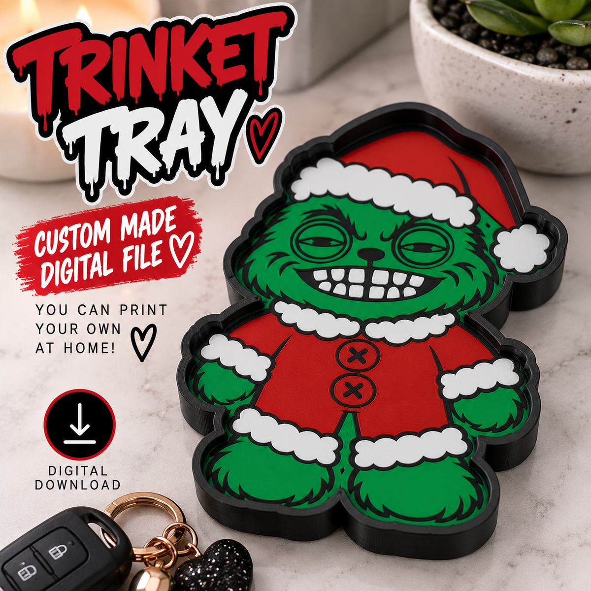 Fugly Grinch Trinket Tray  ( Digital File )